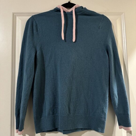 Summersalt Coziest Cashmere Blend Sweater Hoodie Blue Pink XS EUC - Picture 1 of 3